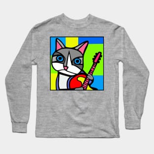 Angry Cat plays Guitar Long Sleeve T-Shirt